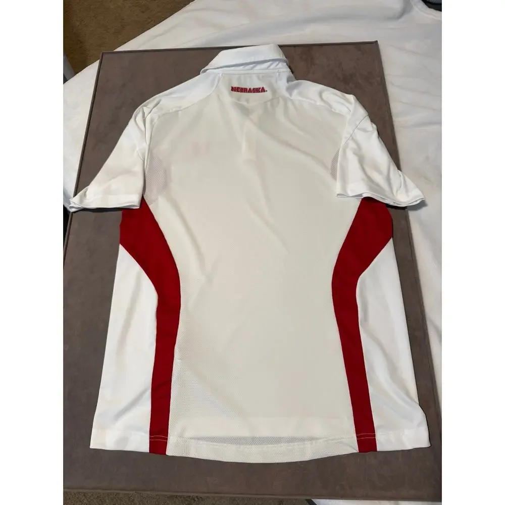 Adidas ClimaLite Adizero Nebraska Cornhuskers Polo Shirt White Red-medium